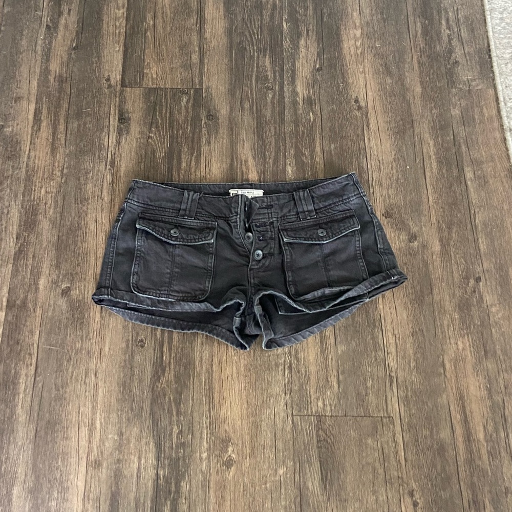 Free People black denim shorts